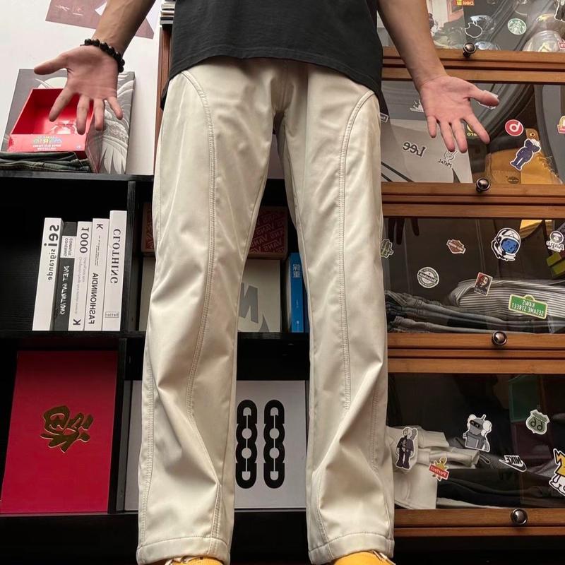 SANBAI.STORE Quần Kaki Dù Thêu Ống Xuông Dày Dặn Cho Nam Phiên Bản Mỏng Nhẹ Cho Mùa Hè Chất Liệu Mềm Mịn Siêu Ấm Lót Nỉ Nhung Dày Dặn
