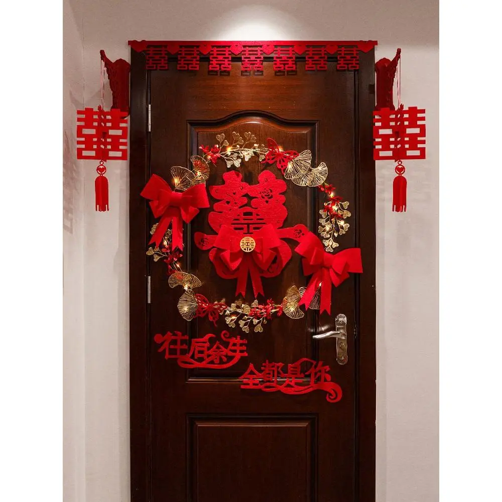Bộ Đồ Bố Trí Phòng Cưới, Câu Đối Đám Cưới, Dành Cho Nam Và Nữ, Đồ Trang Trí Phòng Ngủ Cửa Vào, Đèn Lồng Lối Vào, Với Mặt Dây Chuyền Cung Cấp Chữ Xi Tranh