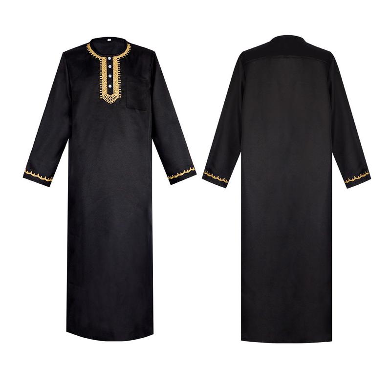 Halloween Cosplay Costume Arab Robe Loose Missionary Middle East Print Men Muslim Clothes 0
