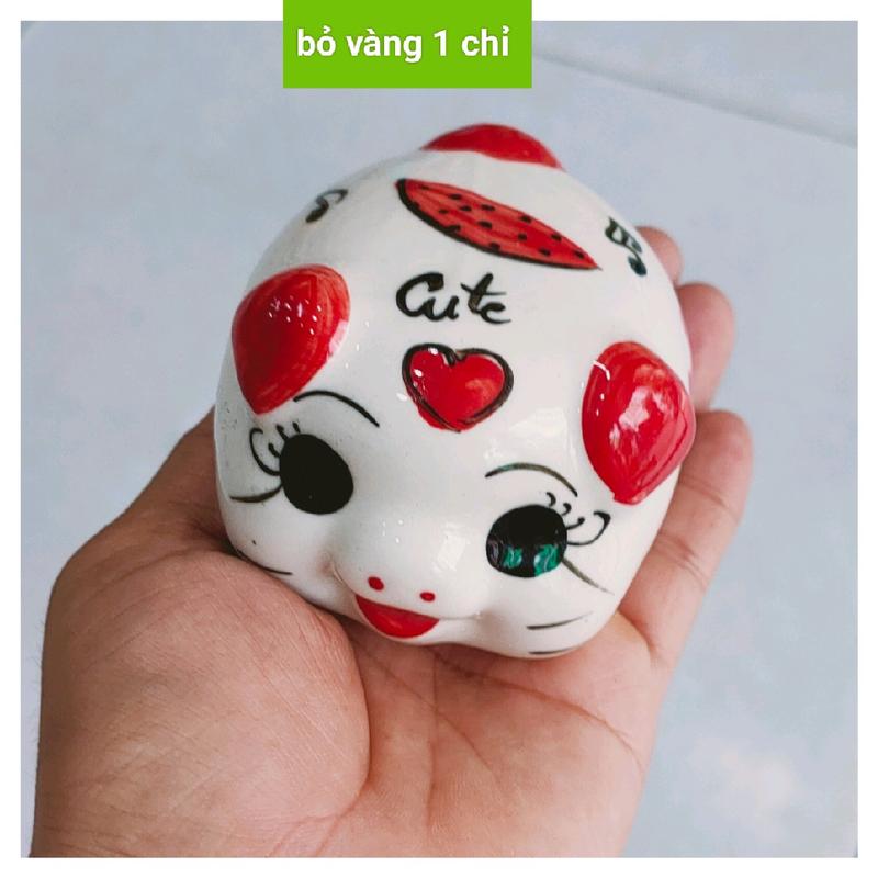  heo đất tiết kiệm BỎ VÀNG 1 CHỈ SIZE MINI TRÒN   có tai đỏ và tai đen hoa văn ngẫu nhiên  Ống Tiết Kiệm Ống Heo Đựng Tiền 