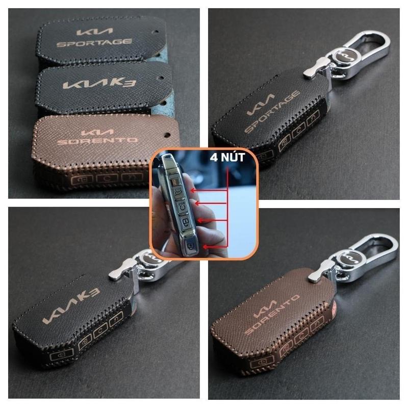 Bao da móc khoá bọc ốp chìa khoá xe ô tô KIA K3 2021 2023 Luxury, Premium, K5, New Sportage 2022, Sorento,cerato logomới Móc Khóa