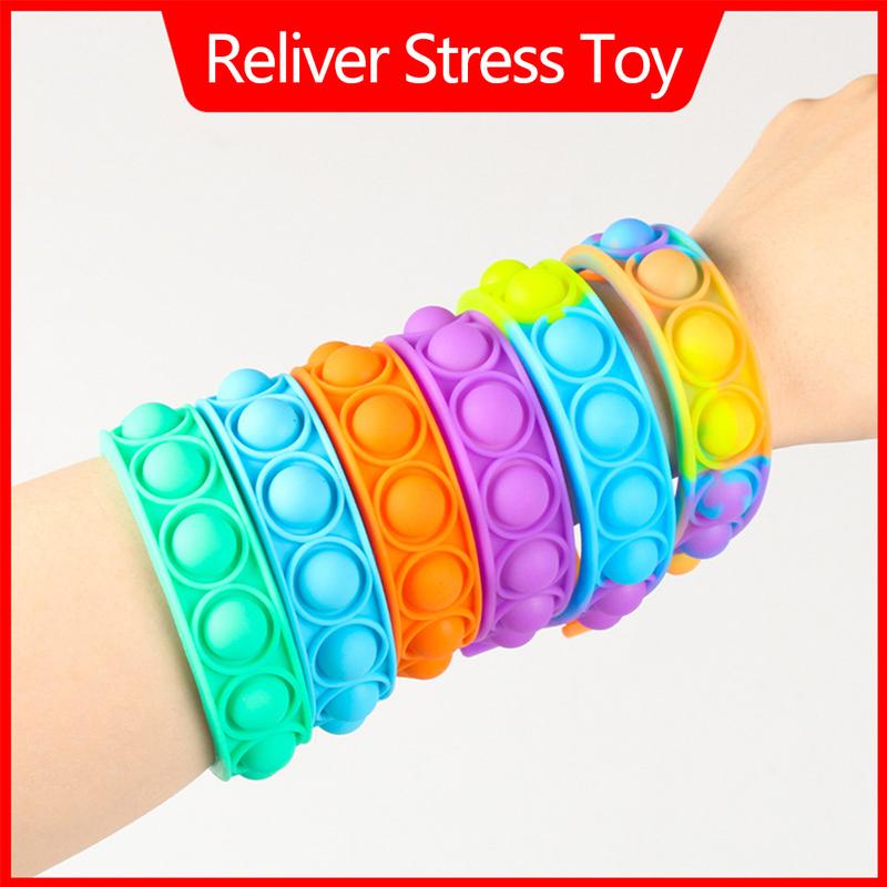 Product Introduction of Pop It Multicolor Push Toy Fidget Toys Bracelet Bubble Silicone Keychain Stress Reliever Soft Squishy Anti-Stress Gift Anti Stress Bracelet Reliver Stress Toys 18