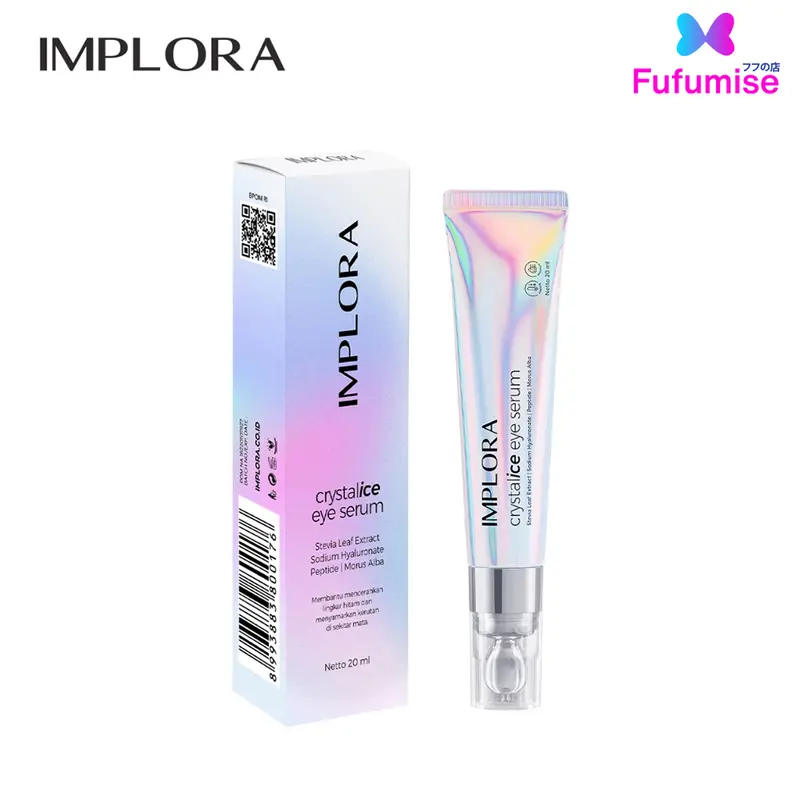 IMPLORA Crystalice Eye Serum 20ml | Cream Mata | Mencerahkan lingkar hitam | Menyamarkan mata panda | FUFUMISE Facial Wajah 3