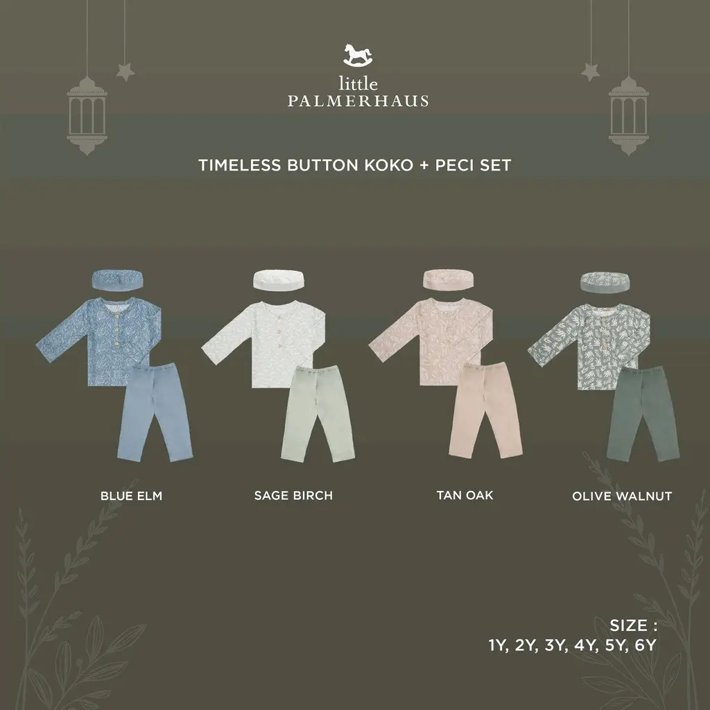 1pcs Little Palmerhaus Timeles Button Koko Set + Peci (Baju Koko Anak Set)