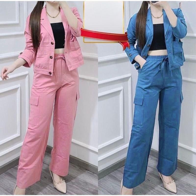 Product Introduction of Carla Set Bahan Linen Rami Outer Celana Cargo Model Ootd Wanita Kasual MC Fashion 18