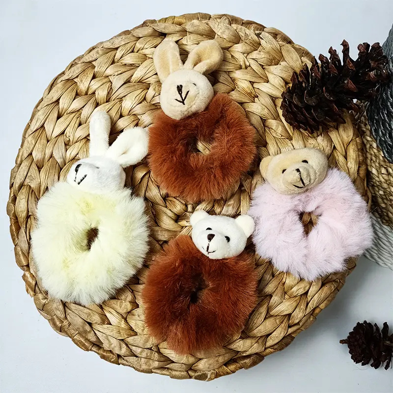 Yarra Ikat Rambut Karet Scrunchies Korea Anak Perempuan Dewasa Kunciran Motif Beruang Biru Coklat Kuning Pink Bulu Halus Aksesoris Kuncir Rambut Wanita Lucu Elastis  Ak136 4