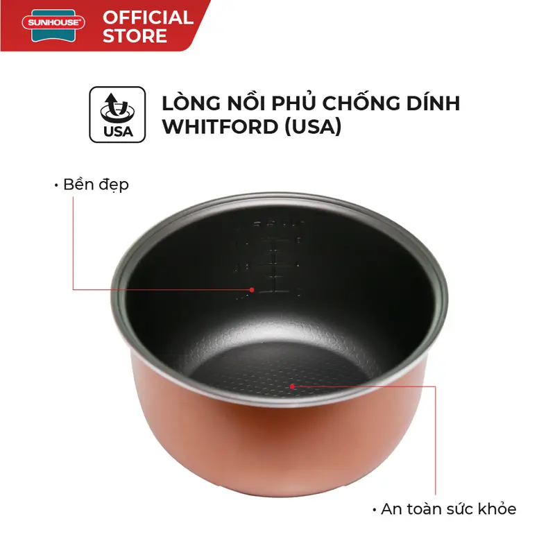 Nồi cơm điện mini SUNHOUSE 1.2L SHD8217W 2