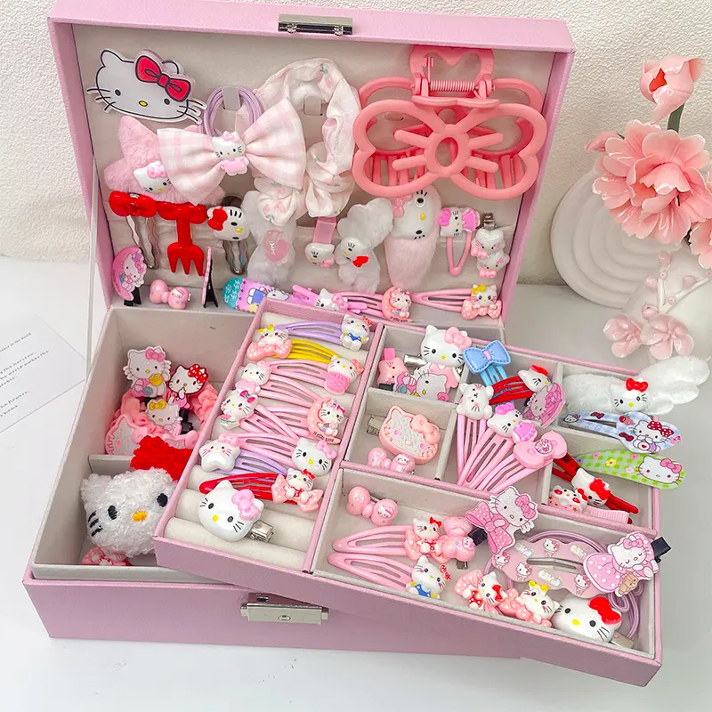 Bộ Phụ Kiện Tóc Hello Kitty, Thiết Kế Dễ Thương, Hộp Quà Tặng, Thích Hợp Làm Quà Sinh Nhật, Quà Tặng Sinh Viên, Kẹp Tóc, Phụ Kiện Tóc Công Chúa, cài tóc, Năm 2025, Bộ KT50 Nam Nữ
