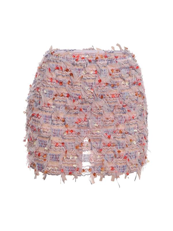 2025 Trendy, Women's All Over Print Fringe Bodycon Skirt, Casual Fashion High Waist Mini Skirt for Daily Outdoor Wear, Ladies Bottoms for Summer, Skirts 6
