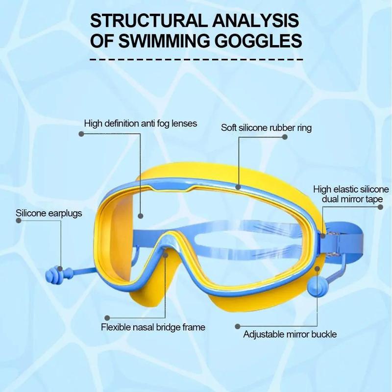 Children's Swimming Goggles & Swimming Cap & Goggles Case, Wide Viewing Angle Anti-fog UV Shattering Lens, Suitable for Children Aged 3-6/6-15 3