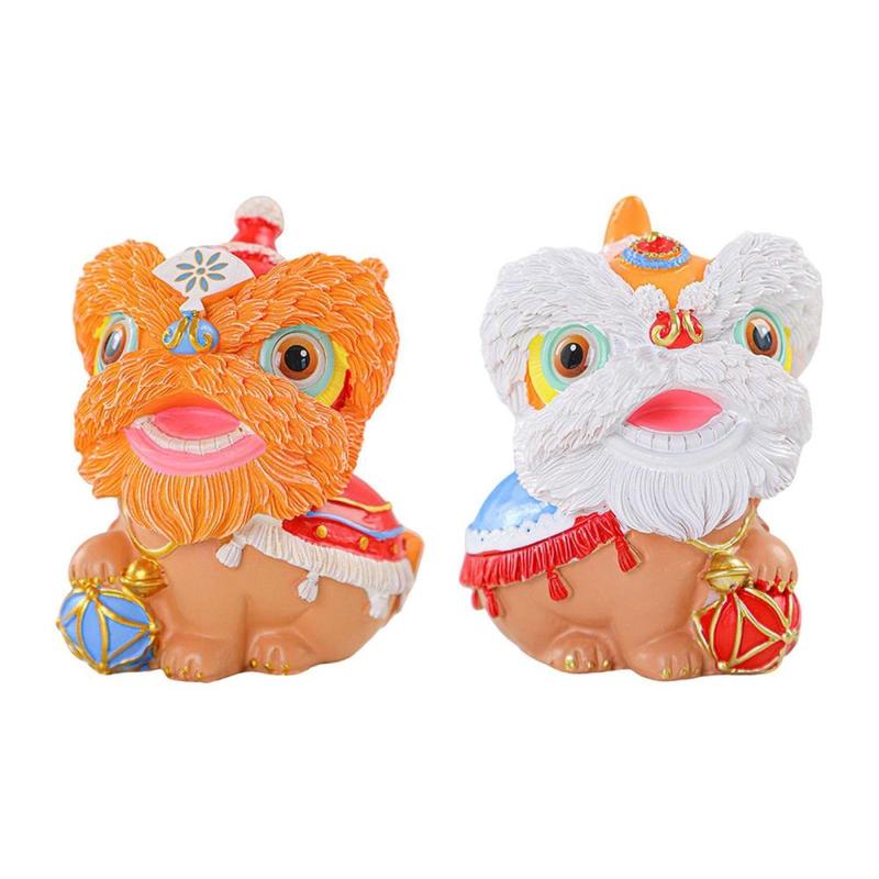 Chinese Lion Dance Statue, Resin Figurine Housewarming Gift Ornament, Spring Festival Decoration for Home Shelf Bedroom 1