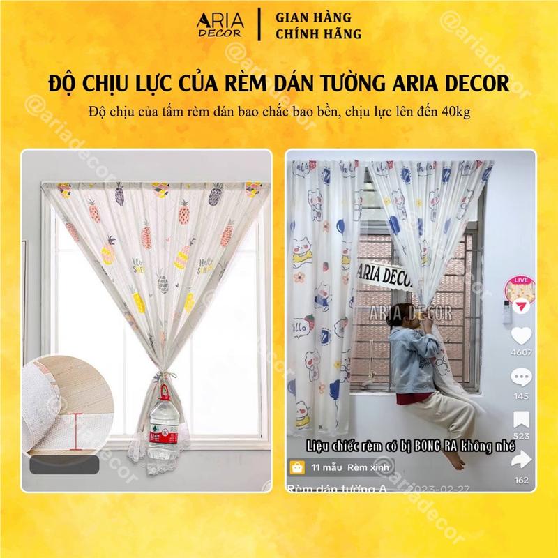 Rèm dán tường ARIA DECOR  mẫu THỎ CUTE không cần khoan đục, tặng kèm miếng dán, trang trí cửa sổ phòng ngủ, gác xép che tủ giày, tủ sách, tủ quần áo decor phòng cực chill 1