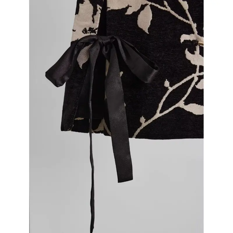 Áo Vest Jacquard Thiền, Phong Cách Trung Quốc Mới, Cao Cấp, Cổ Điển, Thiết Kế Độc Đáo, Thời Trang, Thanh Lịch, Có Thắt Lưng, Dành Cho Nữ 5