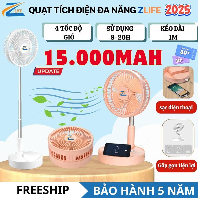Quạt Tích Điện Mini , Quạt Tích Điện Zlife Kéo Dài 1m , Quạt Tích Điện có Cốp Sạc Dự Phòng, Quạt Tích Điện Pin Trâu Fan QuạT Phụ Kiện, Quạt tích điện dùng được lâu , Quạt tích điện kiêm sạc cho mùa bão quạt goojodoq