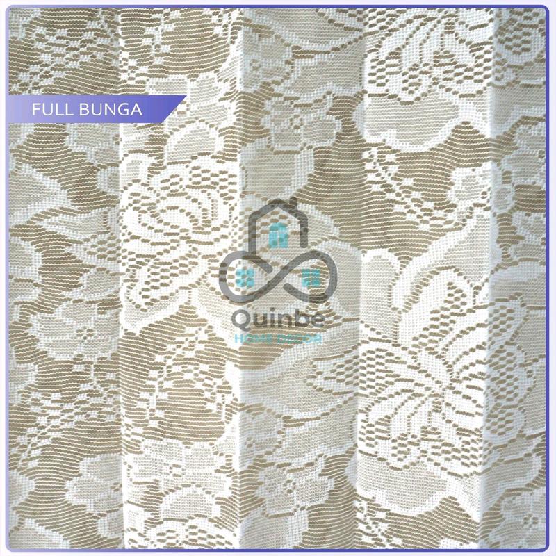 vitrase Gorden tipis putih motif classic kaitan dalaman gorden vitrace gordyn hordeng transparan kaitan S Tirai Jendela Plisket 2