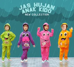 Jas Hujan Anak Kido / Jas Hujan Anak Jaket Celana / Jas Hujan Anak Indoplast Pink Ungu Hijau Orange