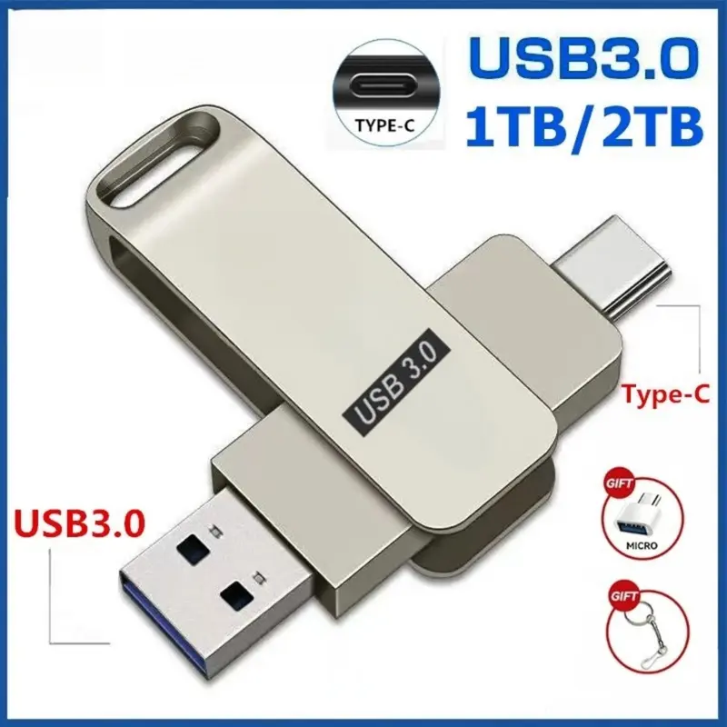 2TB 3in1 USB3.0 flash drive type c/Micro 1TB high-speed OTG USB flash drive, suitable for Android hp laptop 0