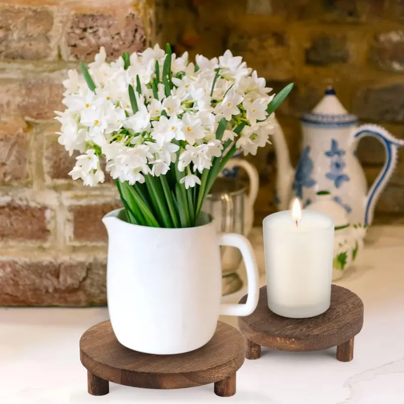Indoor potted plant display rack, bathroom tray, solid wood base, living room orchid succulent potted plant rack, wooden foreign trade new model