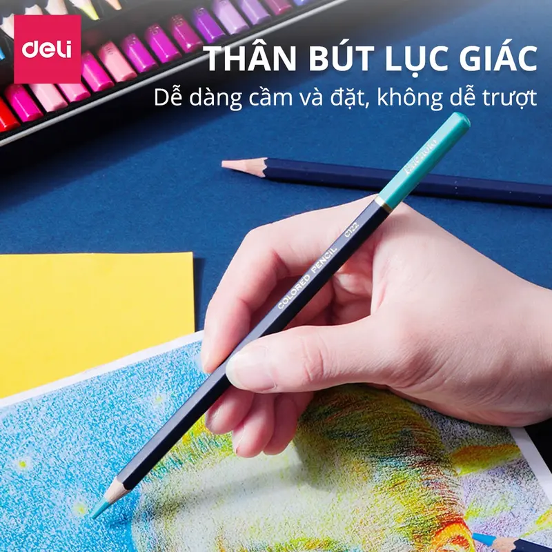 Bút chì màu gốc dầu Finenolo x Deli - 24/36/48/72 màu - Hộp màu chì thiếc chuyên nghiệp tô màu mịn kín giấy tông màu tươi sáng bản nâng cấp