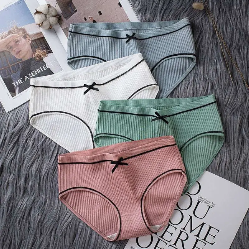 Set 10 quần lót gân tăm tre đính nơ , mềm mịn, thấm hút mồ hôi, nhiều màu, dễ thương 2