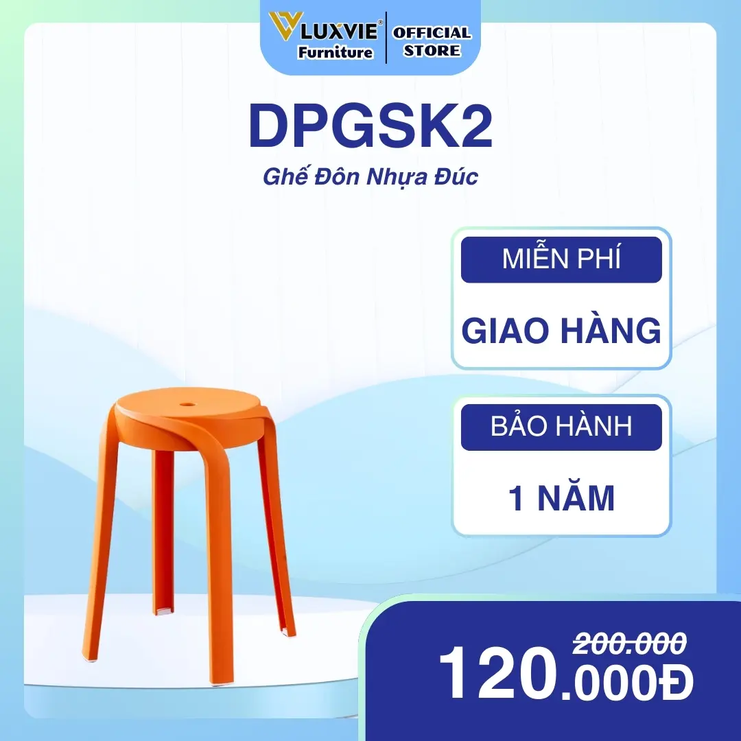 Ghế đôn nhựa đúc Luxvie DPGSK2, ghế ngồi bàn ăn, kích thước 270*350*450mm, nhiều màu sắc