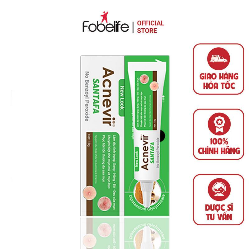 Kem Bôi Giảm Mụn Mủ, Mụn Bọc Và Mụn Trứng Cá Acnevir Santafa Fobelife - Tuýp 10gr