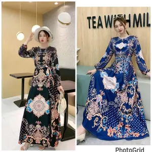 CT854 Gamis Cantik Premium new motif bahan satin silk import