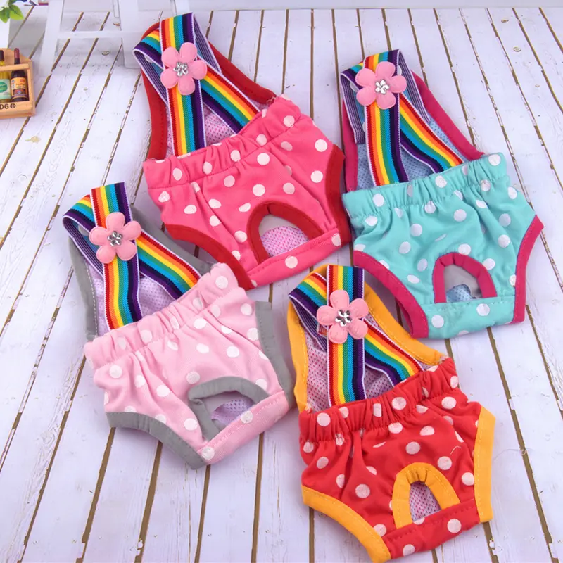 Tã Cho Chó Cái, Dễ Thương, Thoải Mái, Có Thể Giặt Được, Chấm Bi, Sọc, Tã Vệ Sinh Cho Thú Cưng, Quần Sinh Lý Cho Gia Đình 8