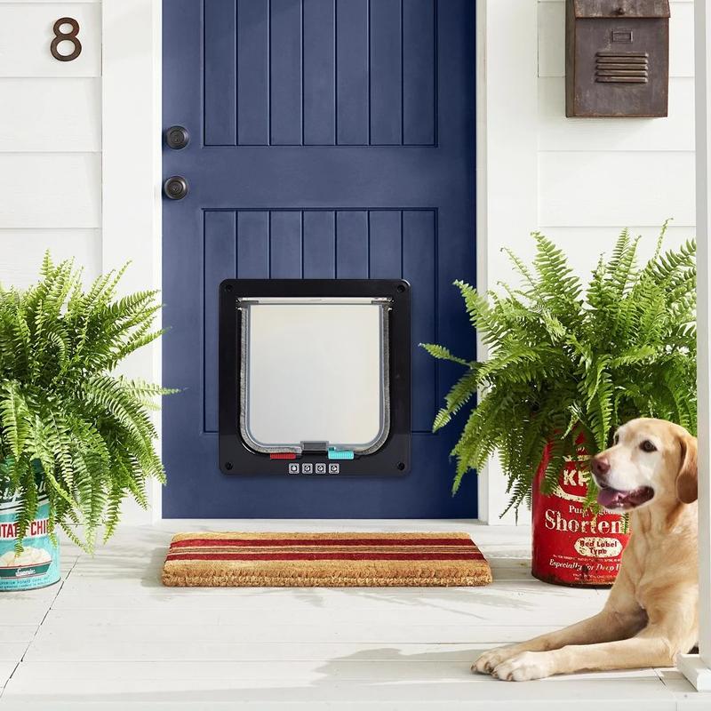Product Introduction of Trap DoorSmart Pet Door 4 Way Lock Security Flap Sliding Door Controllable Switch Cat Puppy Safety Gate Dog Kitten Flap Door Pet Supplies 10