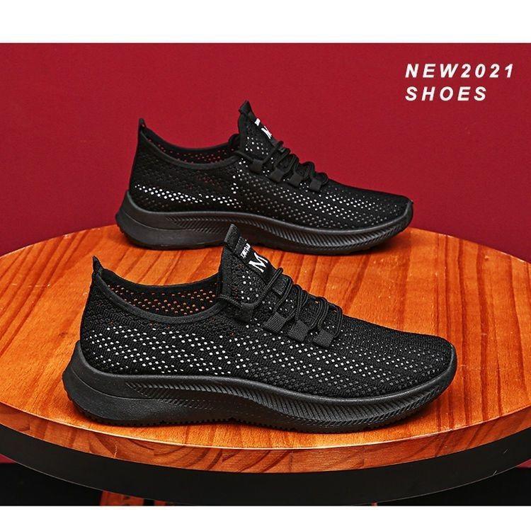 Product Introduction of New Men's Shoes Summer Breathable Thin Hollow Sports Running Mesh Shoes Men's Mesh Lightweight Black Mesh Trendy Shoes Walking Shoes Footwear 8