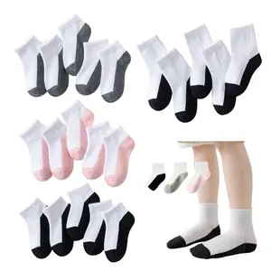 Kaos Kaki Polos Tapak Hitam Abu Anak Sekolah SD SMP SMA Sebetis usia 3 4 5 6 7 8 9 10 11 12 13 14 15 tahun Premium Putih Hitam KKC TH