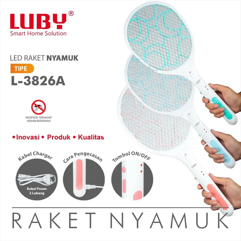 Raket Nyamuk Luby Dengan Senter Luby L 3826 / 3881 / 3882 / 3883