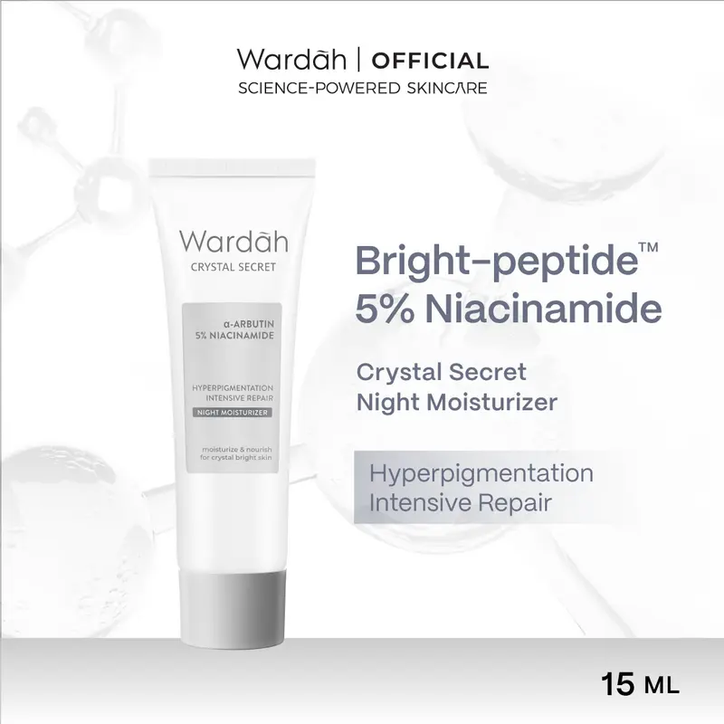 Wardah Crystal Secret Bright-Peptide™ 5% Niacinamide Hyperpigmentation Expert Night Moisturizer (crystal secret night cream untuk kulit cerah bercahaya) 1