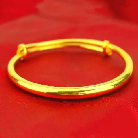 New Genuine Goods Glossy Push-Pull Alluvial Gold Bracelet Women's Simple Bracelet Bracelet Simple No Color Fading to Give Mom Girlfriend Gift