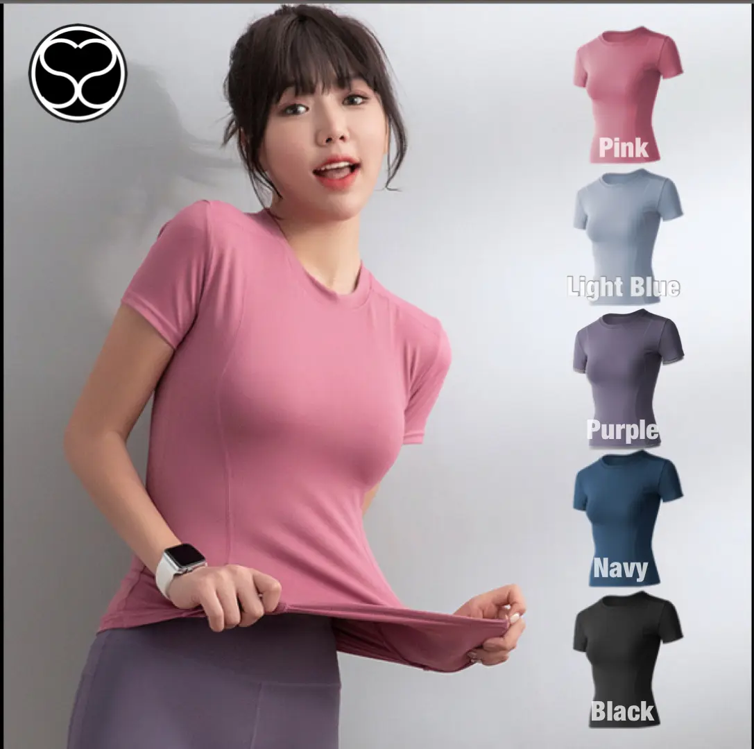 SecondShape - Baju Atasan Gym Wanita Senam Fitness Yoga Tangan Pendek