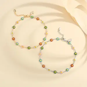 Y247 Gelang Kaki Fashion Daisy Desain Titanium Sederhana Fashion Wanita Asesoris  Asesoris