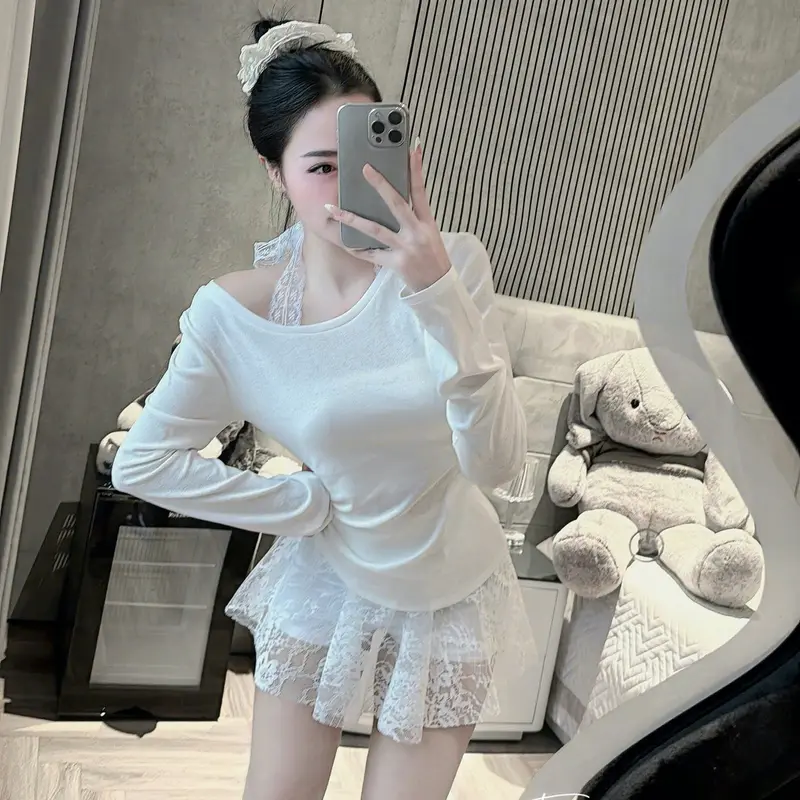 Set áo thun giây mix chân váy ren(3 món) 2