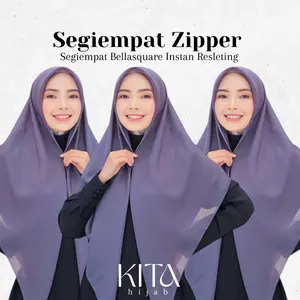 Hijab Instan Zipper Resleting Segiempat Square | Hijab Segiempat Instan Zipper Resleting