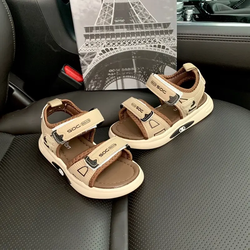 Size 27-37 [ƯU ĐÃI] GIÀY SANDAL BÉ TRAI/GÁI Thiết kế đơn giản, đế siêu nhẹ, chống trơn trượt, 2 khoá dán tăng giảm A187 183 3