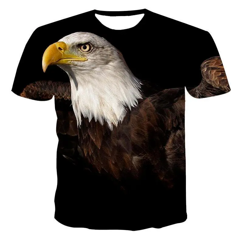 2025 newfashion 3D Digital Eagle print short sleeve men casual T-shirt