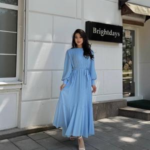 Gaun Sifon Pendulum Berlipat, Gaya Perancis Baru, Elegan