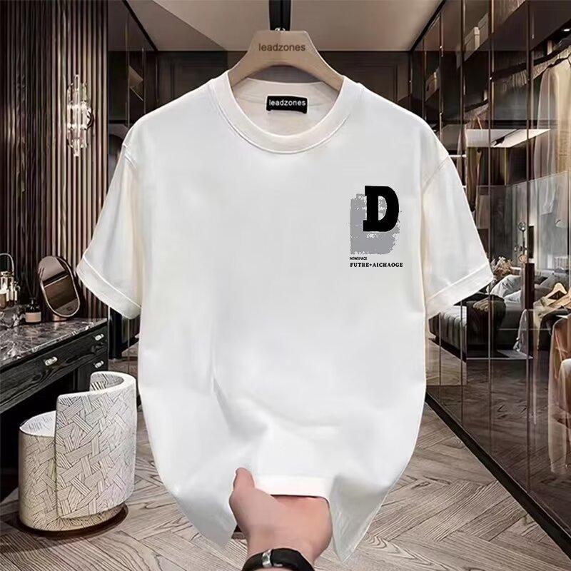 Product Introduction of Cotton 250gsm summer short sleeved T-shirt for men, casual, trendy, fashionable, printed T-shirt, round neck, sports, breathable 1