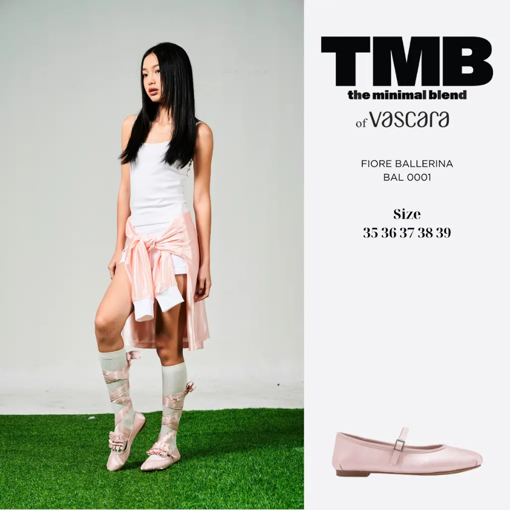 Giày búp bê vải FIORE BALLERINA màu hồng BAL 0001 - TMB of Vascara