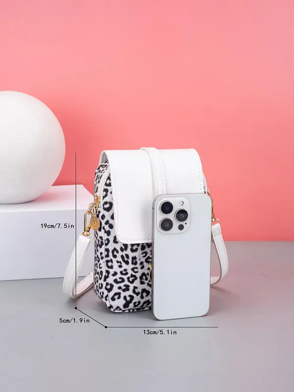 Fashion Leopard Pattern Crossbody Bag, Casual PU Leather Shoulder Bag for Women, Trendy Versatile High-quality Daily Commuting Bag, Girl Fashionable Bag 3