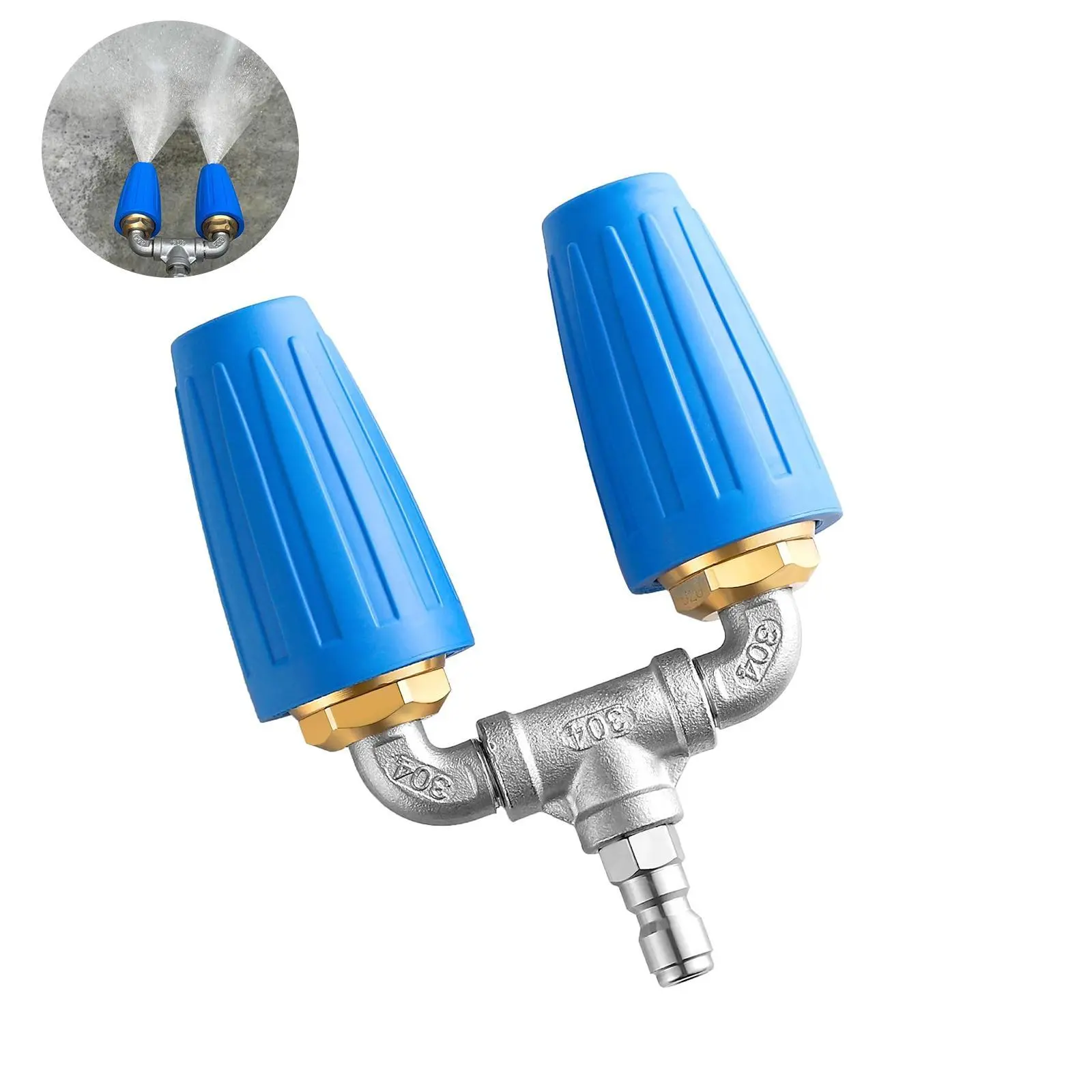 High Pressure Cleaner with Double Turbine Nozzle, 1 Count Aluminum High Pressure Water-Gun with Stainless Steel Hose Connector, Rotating Nozzle