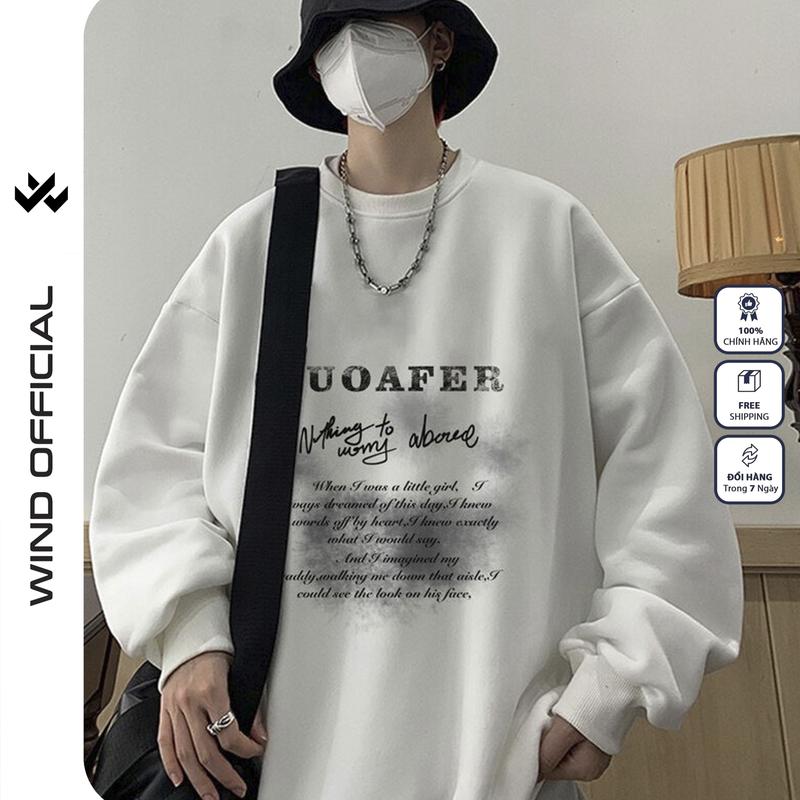  Áo sweater form rộng WIND CLOTHING unisex LUNA oversize tay dài thời trang nam nữ Menswear Hoodie 