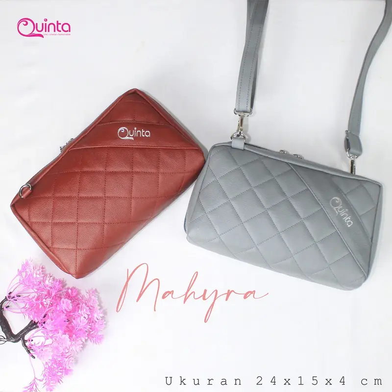 TAS SELEMPANG WANITA QUINTA MAHYRA SLINGBAG UK. 24X15X4 CM  Dengan Quilting Bahan 3 Lapis, Tas Pengatur Keuangan Anda Hitam 3