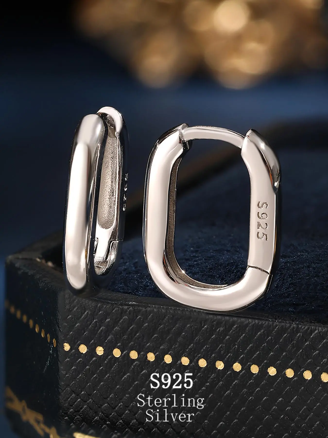 925 Sterling Silver Fashionable Geometric Design Oval Shaped Earrings, Simple All-match Hoop Earrings Jewelry for Girls Gift, Female Classic Fashion Accessories for Daily Wear