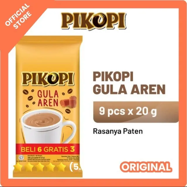 Pikopi kopi Instan bubuk sachet 9x20gr / Kopimix 3in1 / Gula Aren / Moccachino kopi  satset 1