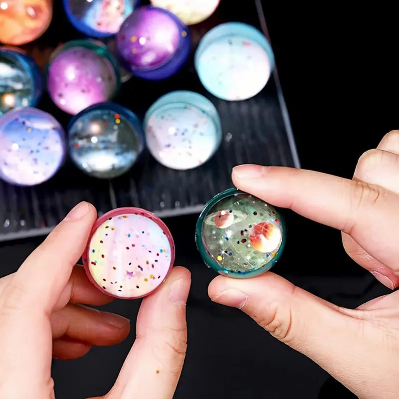 15 PCS Space Planets Starry Sky Theme Bouncy Balls, 32mm Rubber Balls Colorful Starlight Galaxy for Kids Party Bag, Stocking Filler Prizes Festival Birthday Gifts 3